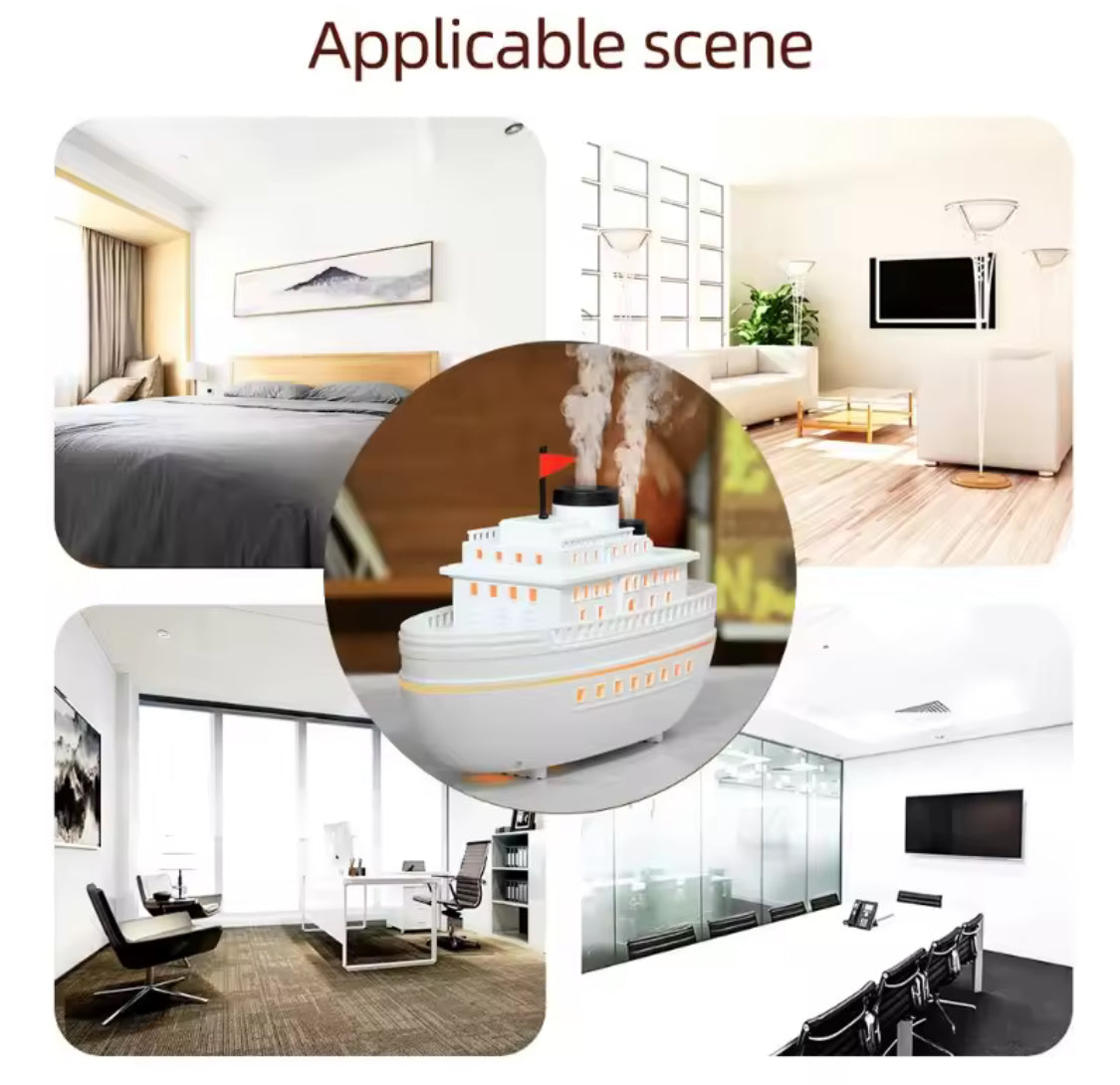 Double Spray Cruise Ship Humidifier, Aroma Diffuser, Quiet Ultrasonic Air Humidifier