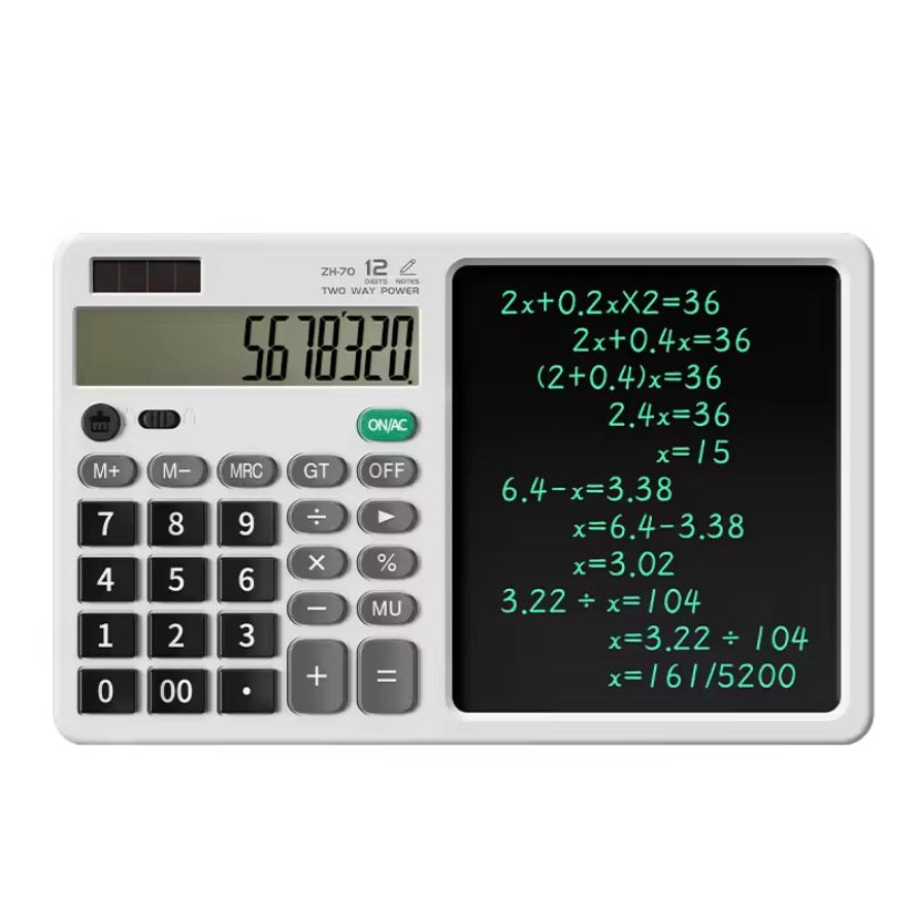 2 In 1 Scientific Calculator With Writing Tablet, Portable 12Digit LCD Display Calculator, Multifunctional Charging Handwriting Tablet, Office Calculator