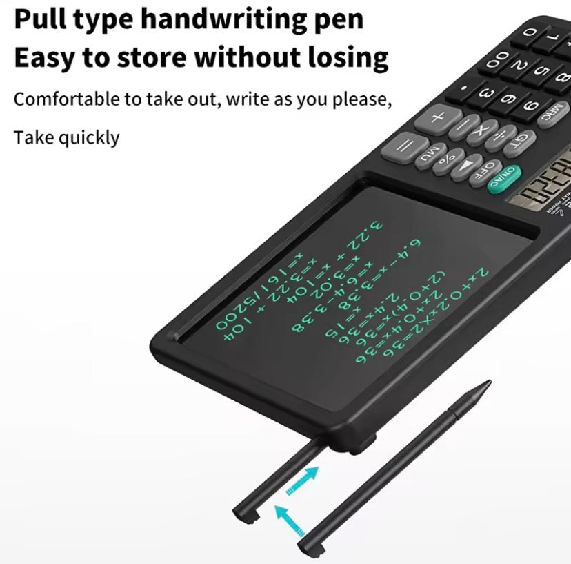 2 In 1 Scientific Calculator With Writing Tablet, Portable 12Digit LCD Display Calculator, Multifunctional Charging Handwriting Tablet, Office Calculator