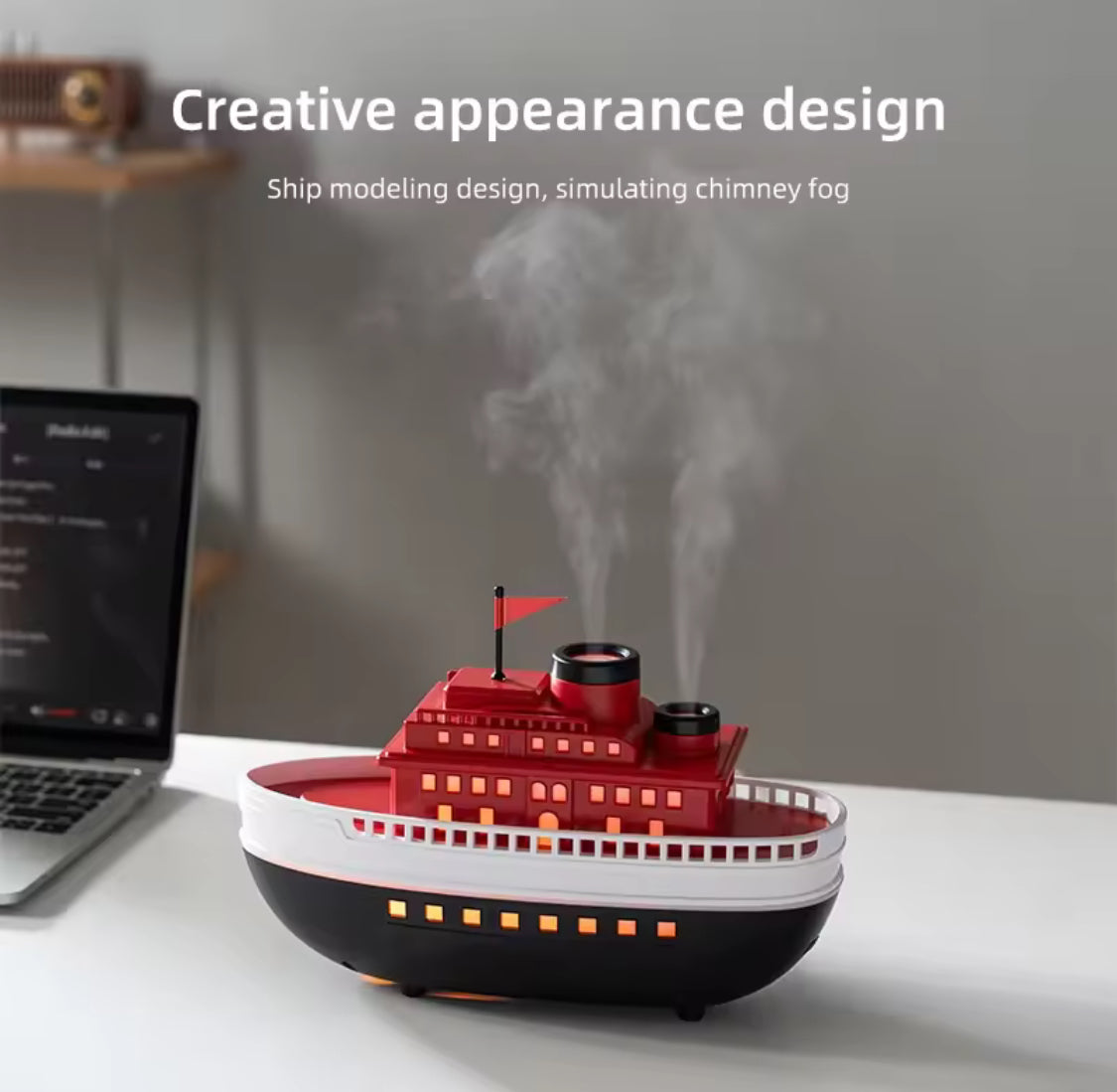 Double Spray Cruise Ship Humidifier, Aroma Diffuser, Quiet Ultrasonic Air Humidifier