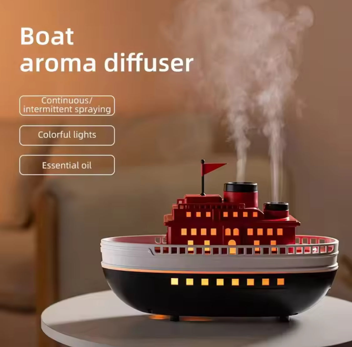 Double Spray Cruise Ship Humidifier, Aroma Diffuser, Quiet Ultrasonic Air Humidifier