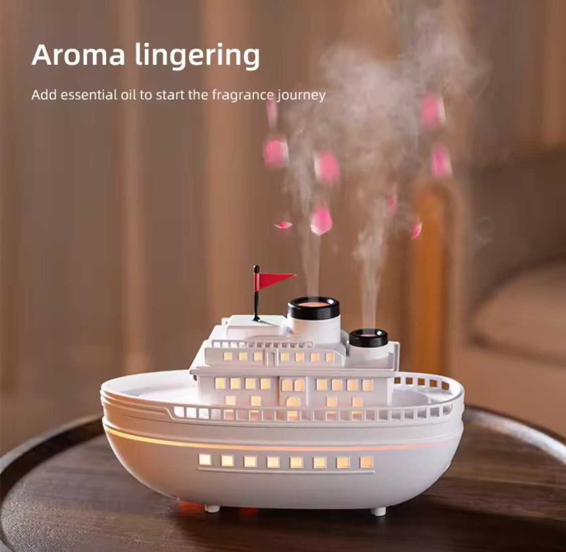 Double Spray Cruise Ship Humidifier, Aroma Diffuser, Quiet Ultrasonic Air Humidifier