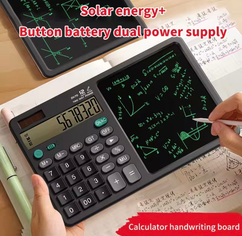 2 In 1 Scientific Calculator With Writing Tablet, Portable 12Digit LCD Display Calculator, Multifunctional Charging Handwriting Tablet, Office Calculator