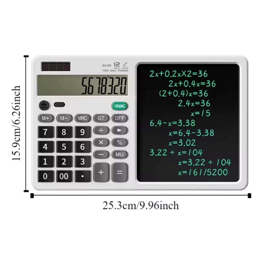 2 In 1 Scientific Calculator With Writing Tablet, Portable 12Digit LCD Display Calculator, Multifunctional Charging Handwriting Tablet, Office Calculator