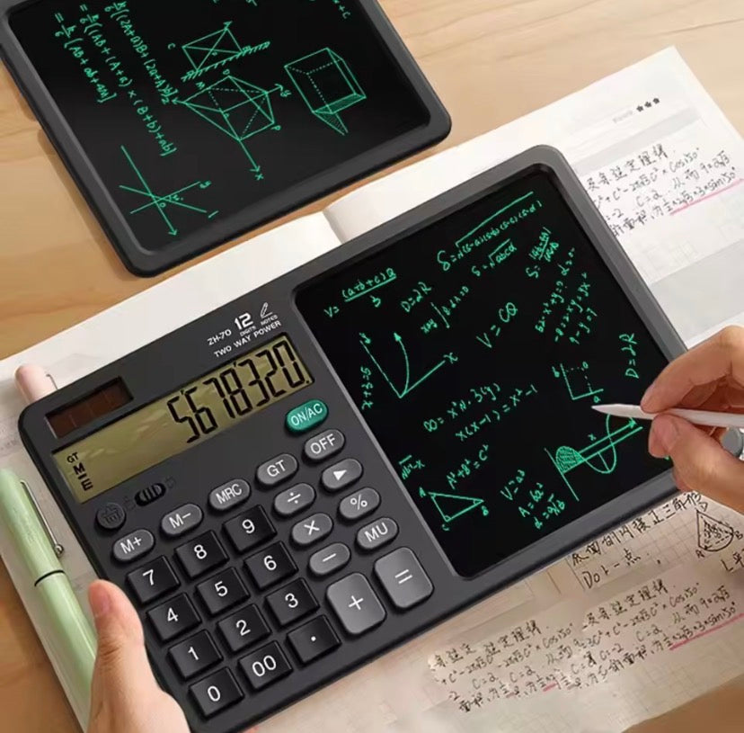 2 In 1 Scientific Calculator With Writing Tablet, Portable 12Digit LCD Display Calculator, Multifunctional Charging Handwriting Tablet, Office Calculator