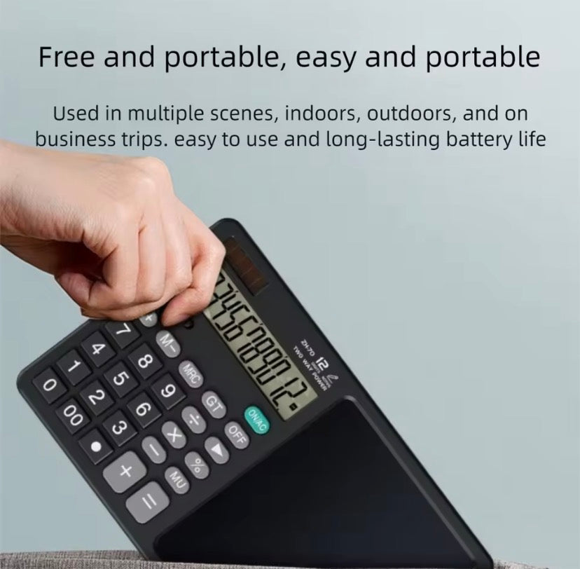 2 In 1 Scientific Calculator With Writing Tablet, Portable 12Digit LCD Display Calculator, Multifunctional Charging Handwriting Tablet, Office Calculator