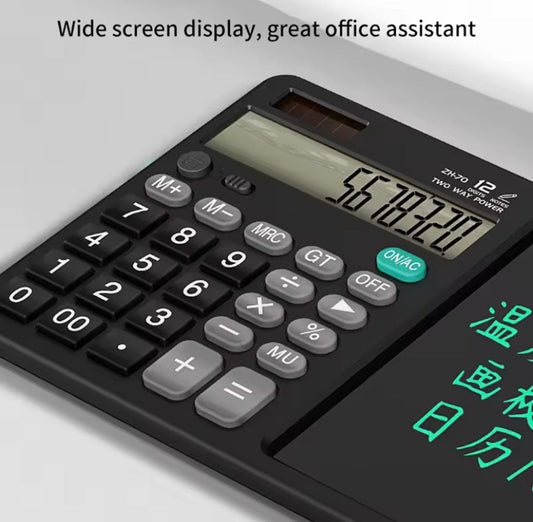 2 In 1 Scientific Calculator With Writing Tablet, Portable 12Digit LCD Display Calculator, Multifunctional Charging Handwriting Tablet, Office Calculator
