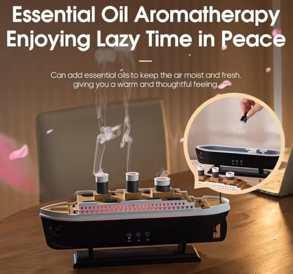 Luxury Cruise Humidifier, Titanic Ship Night Aroma Humidifier, Portable Aroma Oil Diffuser, Home Office Car Air Purifier