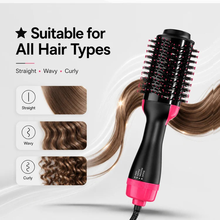 3 in 1 Hot Air Brush Hair Dryer & Styler with Free Delivery