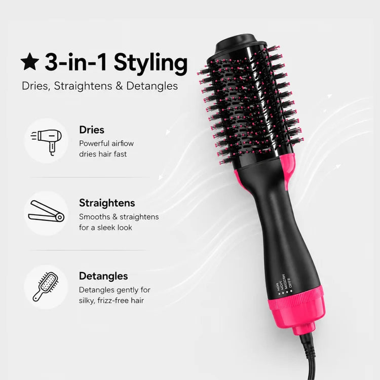3 in 1 Hot Air Brush Hair Dryer & Styler with Free Delivery
